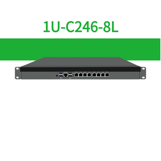 1U Rackmount Computer C246 Chipset 8th/9th Gen Core Xeon-E Series 8-Port 2.5GbE Dual PCIe Expandable for Firewall Server 1U-C246-8L