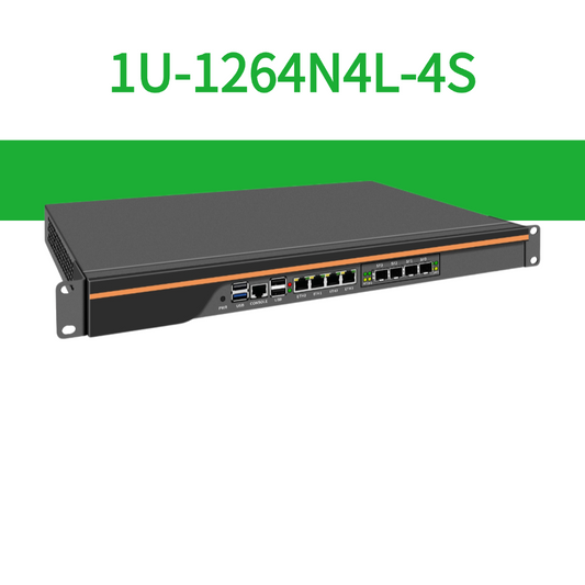 1U Rackmount Network Appliance for Firewall Home Server with Intel N Series Processor 4xRJ45 2.5GbE Expandable Dual or Quad Ports 10G SFP+ BKHD-1U-1264N4L
