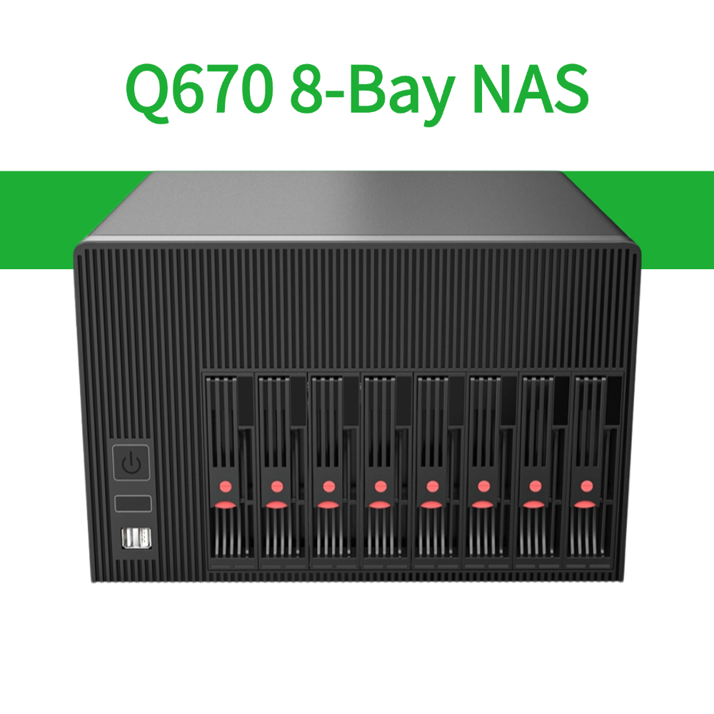 Q670 8-Bay NAS Server Intel LGA1700 Supports 12th-14th Gen CPU RAID vPro 4LAN 2.5GbE Compatible TrueNAS Unraid ESXi PVE Docker Supports RAID vPro