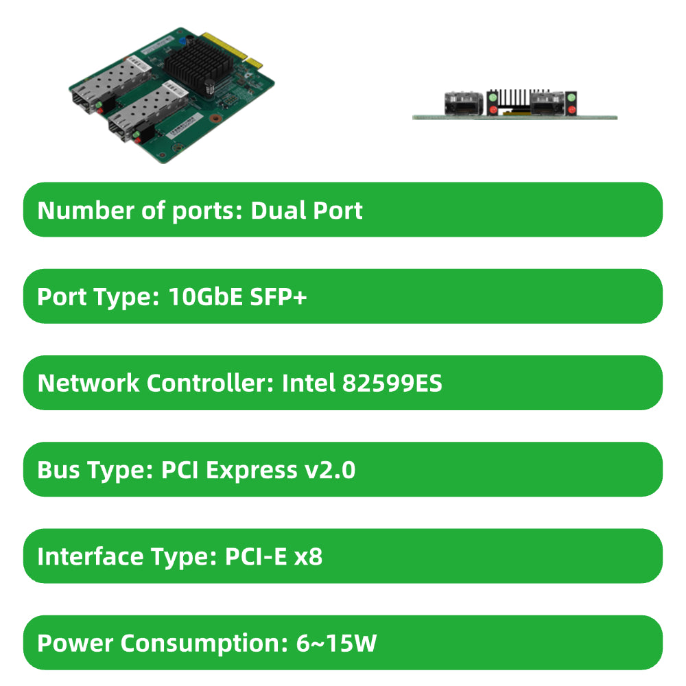 Horizontal PCI-E Fiber Optic Card Intel Chipset Dual-port Quad-port SFP