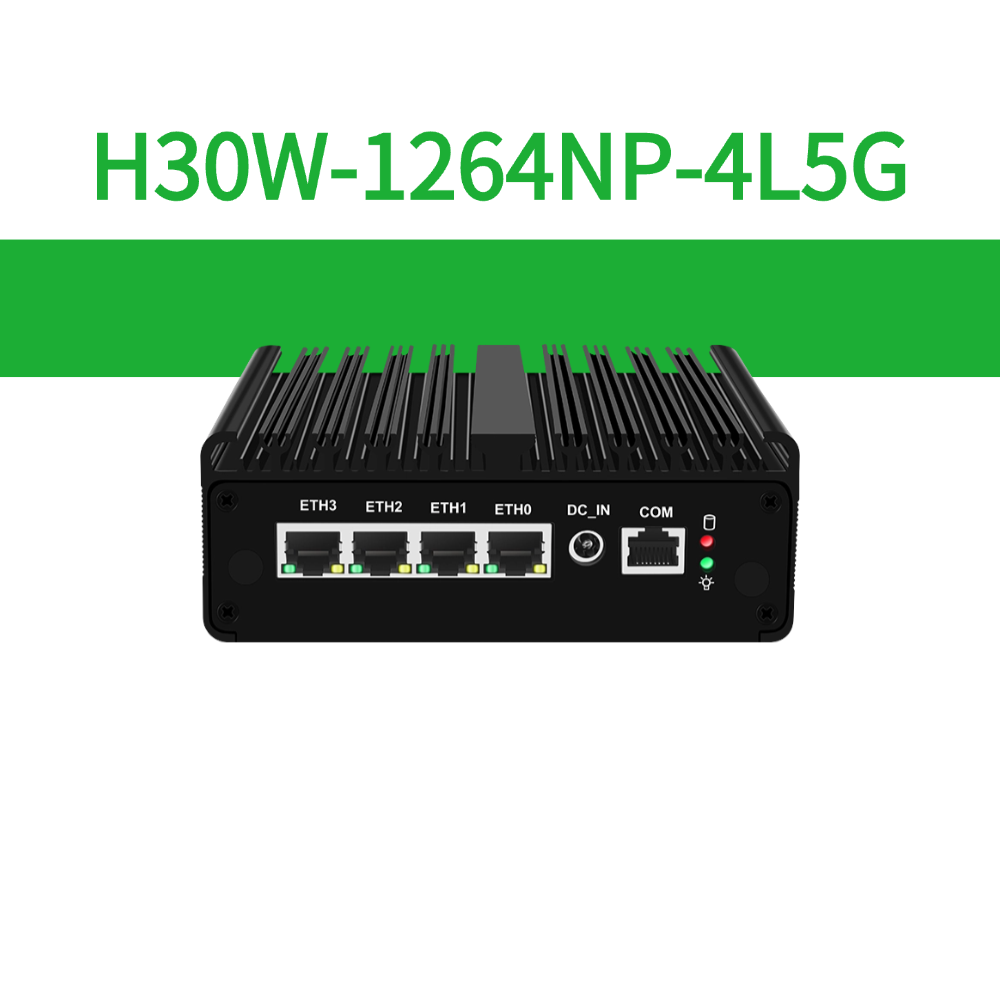 Fanless Mini Network Appliance with Intel N-series processors 4x 2.5G RJ45 Expandable LTE 5G Modules For Firewall IoT Gateway Edge Computing H30W-1264NP-4L5G