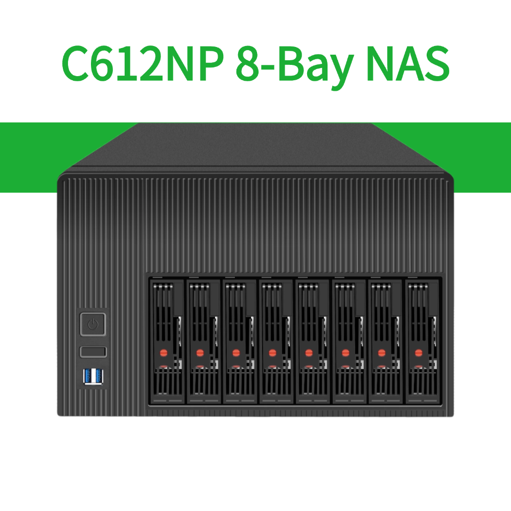 C612NP 8-Bay NAS Server with Xeon E5-2650 v4 12 Cores 24 Threads Compatible with FreeNAS TrueNAS ESXi Proxmox VE Expandable PCIe x16