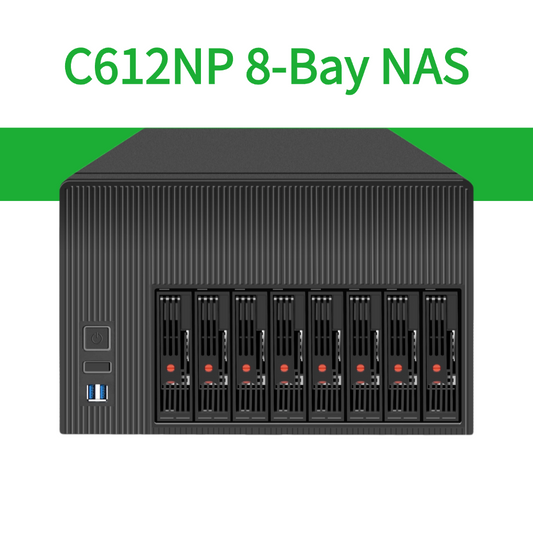 C612NP 8-Bay NAS Server with Xeon E5-2650 v4 12 Cores 24 Threads Compatible with FreeNAS TrueNAS ESXi Proxmox VE Expandable PCIe x16