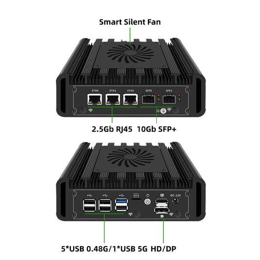 Network Appliance for Firewall Server Home NAS Virtual Machine Dual Port 10G SFP+ and 3 Ports 2.5G Ethernet BKHD-H31F-1264-SFP
