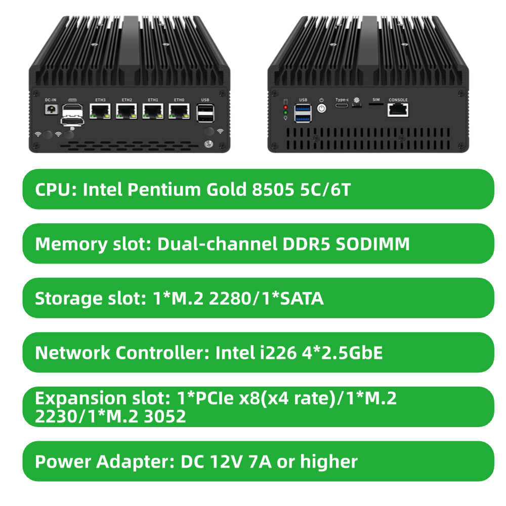 Network Appliances 13th Gen Core 4x2.5GbE Dual Port Quad Port SFP+ for Server Firewall Router Virtual Machine H14-1744-4L