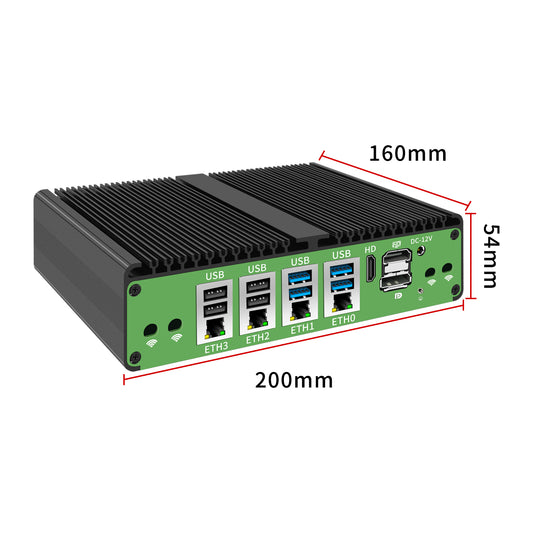 H16x-1356-4L6C Fanless Industrial PC with 4×GbE LAN, 6×COM and 16-Channel GPIO