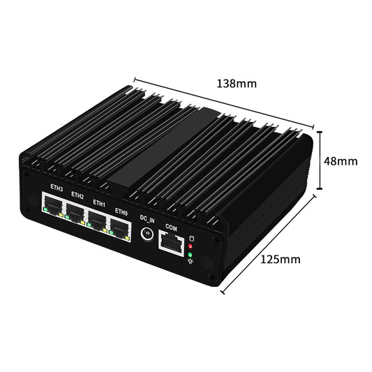 H30S-1338NP-4L Fanless Mini PC, 4x 2.5GbE Network Appliance