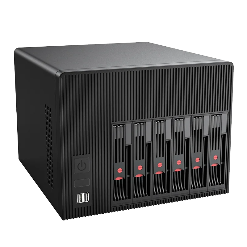 N100 6-Bay NAS Supports FreeNAS TrueNAS Proxmox 2.5 3.5-inch SATA SSD HDD Suitable for Home Business Expandable PCIe x1