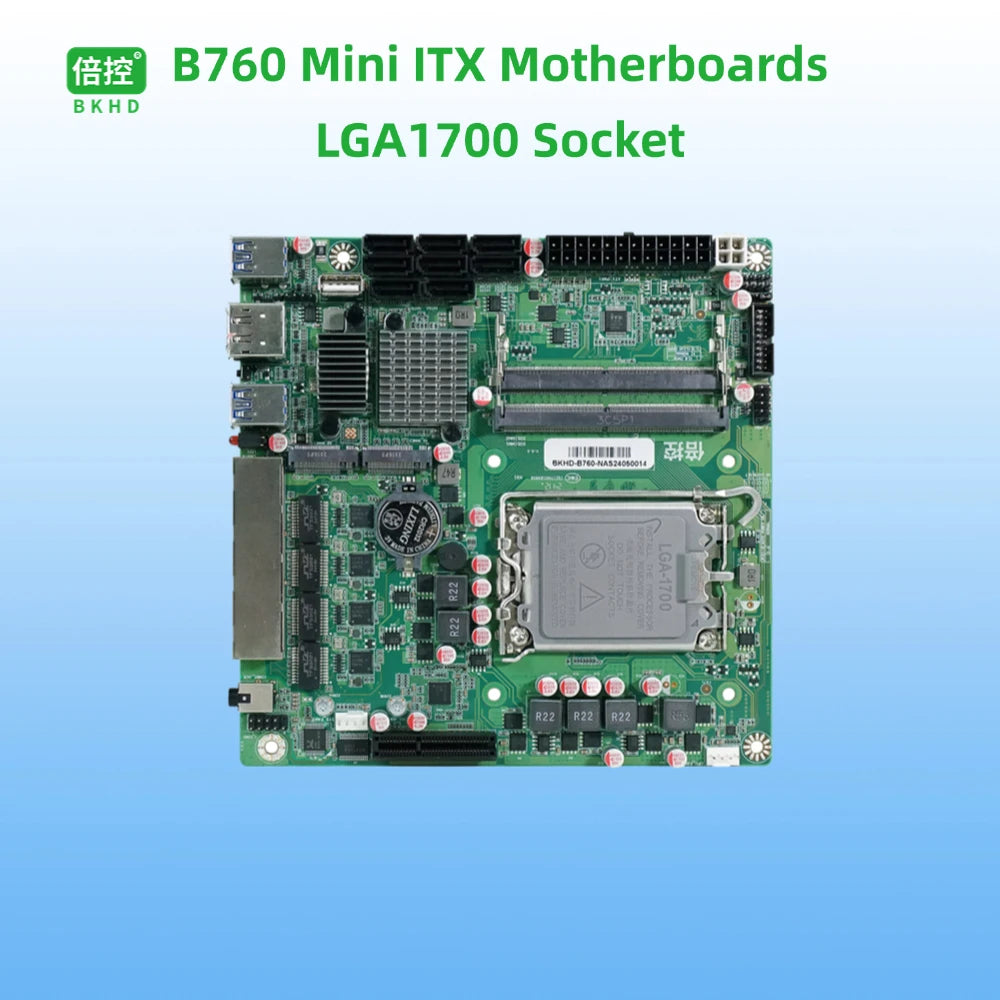 Mini-ITX Motherboard LGA1700 for Servers Virtual Machines Routers Compatible with Proxmox TureNAS ESXi 4 Ports 2.5GbE 8x SATA expandable PICe B760-NAS-MB