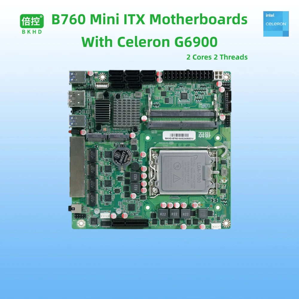 Mini-ITX Motherboard LGA1700 for Servers Virtual Machines Routers Compatible with Proxmox TureNAS ESXi 4 Ports 2.5GbE 8x SATA expandable PICe B760-NAS-MB