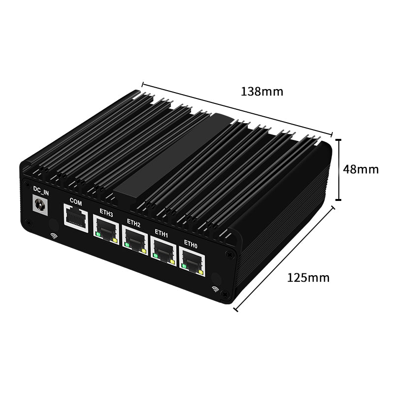 Fanless Mini Network Appliance with Intel N-series processors 4x 2.5G RJ45 Expandable LTE 5G Modules For Firewall IoT Gateway Edge Computing H30W-1264NP-4L5G