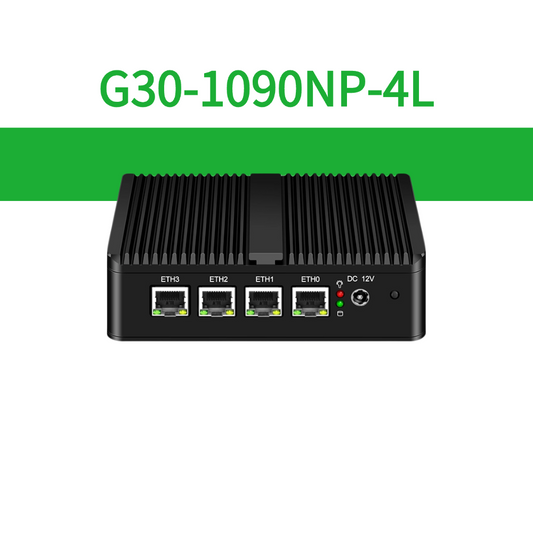 Fanless Network Appliance Integrated Intel Celeron 4 Ports 2.5GbE for Firewall Router Home Gateway BKHD-G30-1090NP-4L