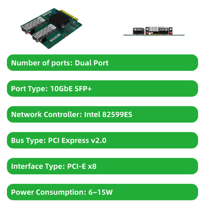 Horizontal PCI-E Fiber Optic Card Intel Chipset Dual-port Quad-port SFP