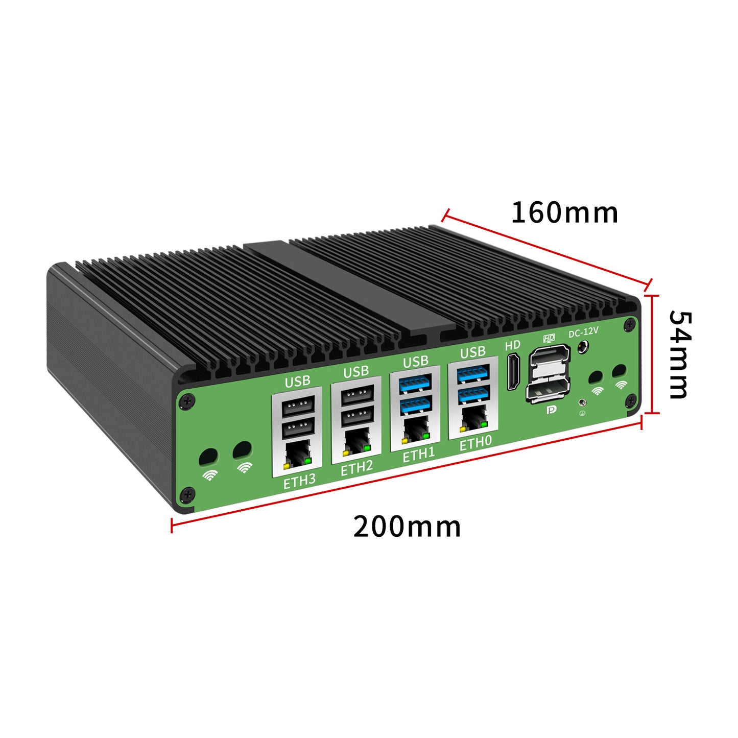 H16x-1356-4L6C Fanless Industrial PC with 4×GbE LAN, 6×COM and 16-Channel GPIO