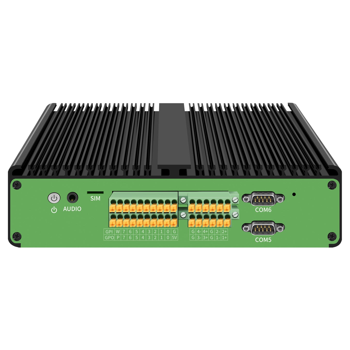 H16x-1356-4L6C Fanless Industrial PC with 4×GbE LAN, 6×COM and 16-Channel GPIO