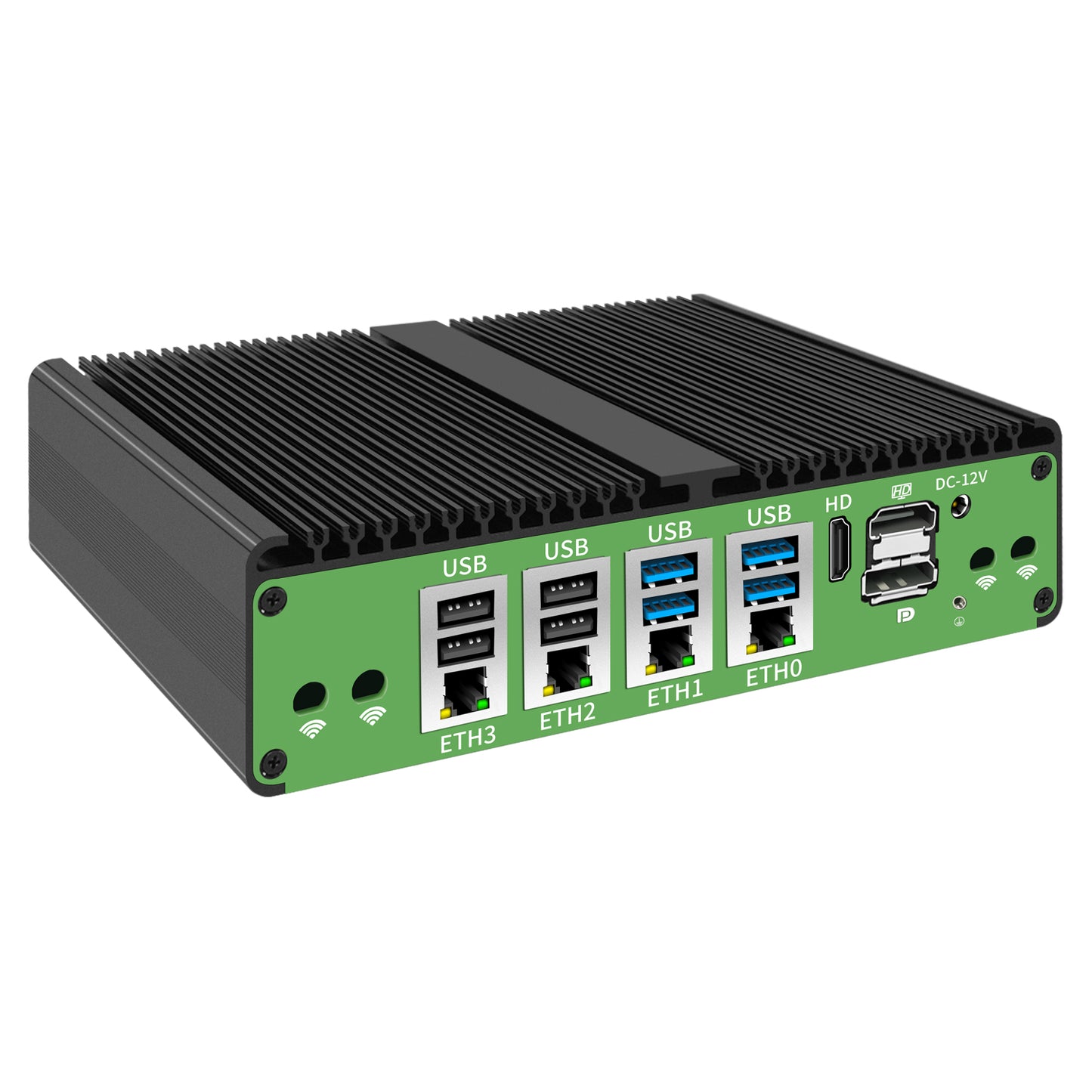 H16x-1356-4L6C Fanless Industrial PC with 4×GbE LAN, 6×COM and 16-Channel GPIO