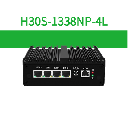 H30S-1338NP-4L Fanless Mini PC, 4x 2.5GbE Network Appliance