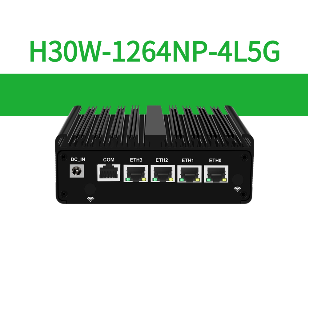 H30W-1264NP-4L5G 4G/5G Industrial Edge Computer, Intel N-Series, 4×2.5GbE LAN, Dual SIM, Fanless Mini PC