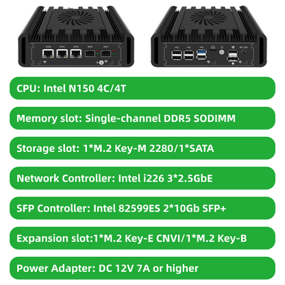 Network Appliance for Firewall Server Home NAS Virtual Machine Dual Port 10G SFP+ and 3 Ports 2.5G Ethernet BKHD-H31F-1264-SFP