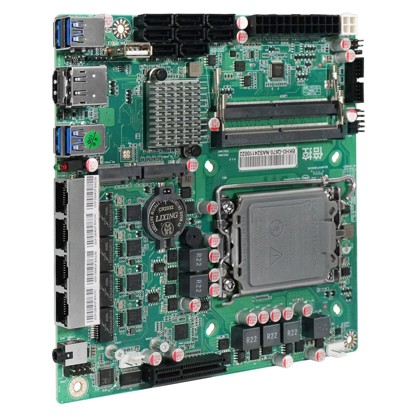 Mini-ITX Motherboard Quad Port 2.5GbE 8x SATA Dual M.2 Supports RAID vPRO for Server NAS Firewall Compatible TrueNAS OpenMediaVault ESXi Q670-NAS-MB