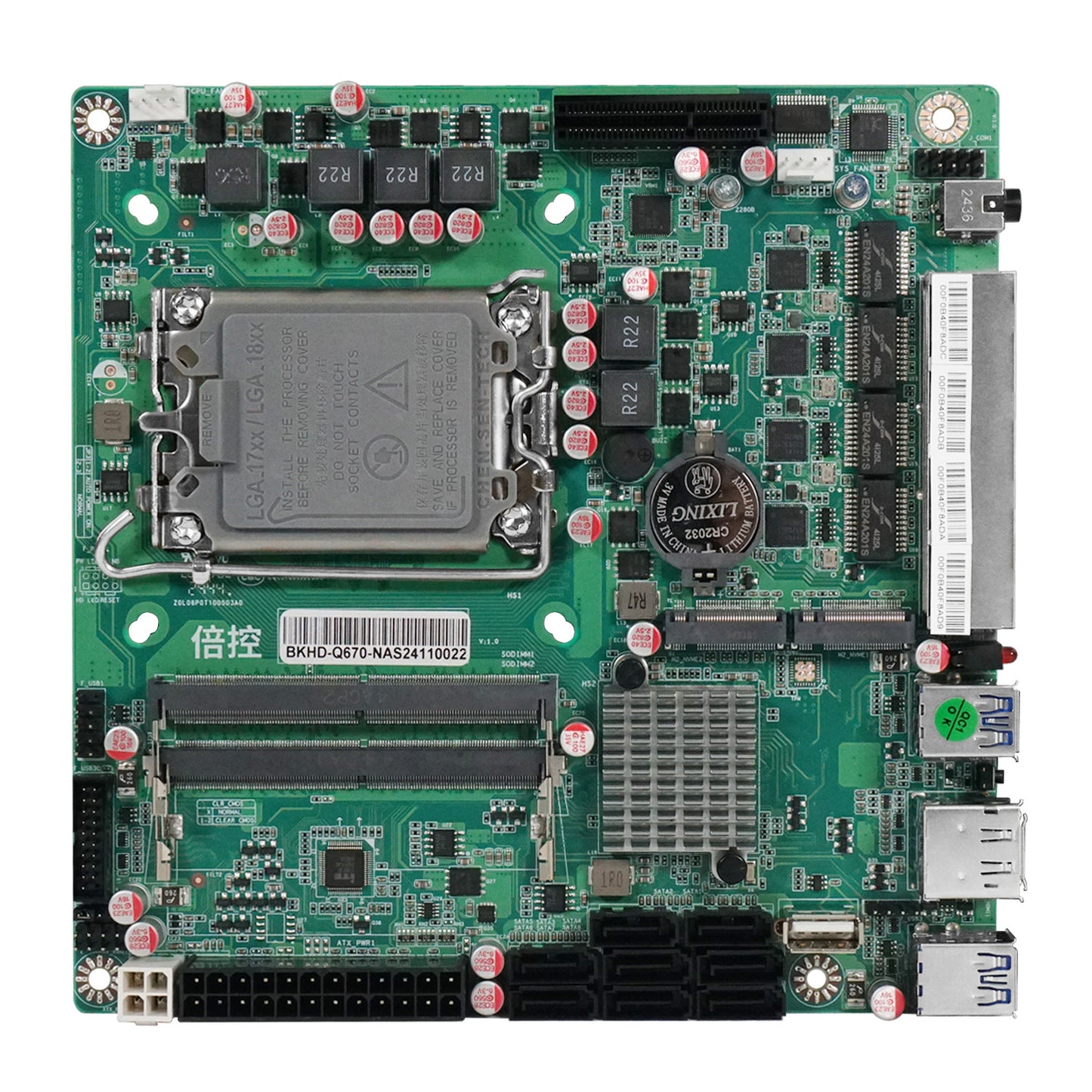 Mini-ITX Motherboard Quad Port 2.5GbE 8x SATA Dual M.2 Supports RAID vPRO for Server NAS Firewall Compatible TrueNAS OpenMediaVault ESXi Q670-NAS-MB