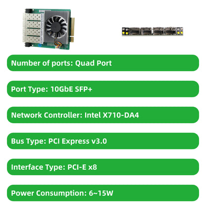 Horizontal PCI-E Fiber Optic Card Intel Chipset Dual-port Quad-port SFP