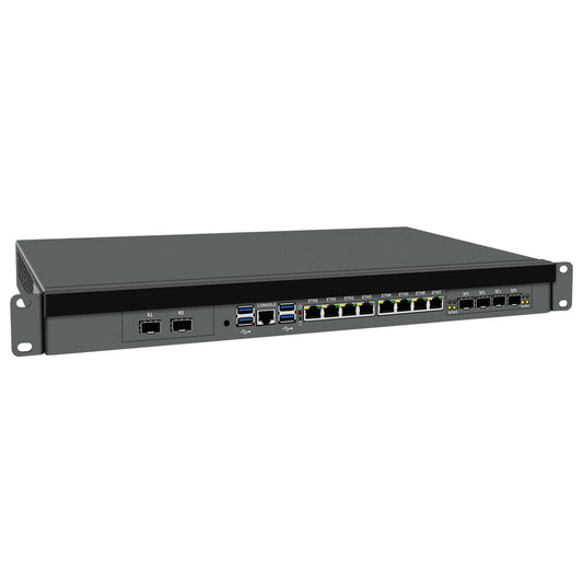 1U Rack mount for Server Virtual Machines Integrated Intel Xeon E5 Processor 8xRJ45 2.5GbE Expandable SFP+ or Ethernet ports BKHD-1U-C612NP-8L